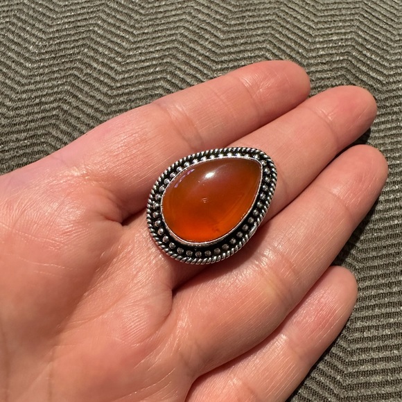 Carnelian Agate Sterling Silver overlay ring - Picture 7 of 8
